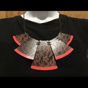 Wooden animal print statement necklace